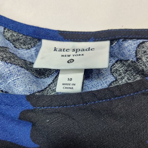 Kate Spade x Target Linen Blend One Shoulder Floral Jumpsuit Blue Black 10 - Picture 12 of 16
